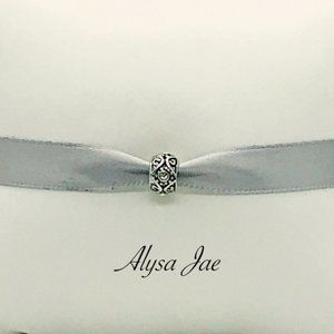 Antique Screw Bead w/White CZ, 925, Antiqued